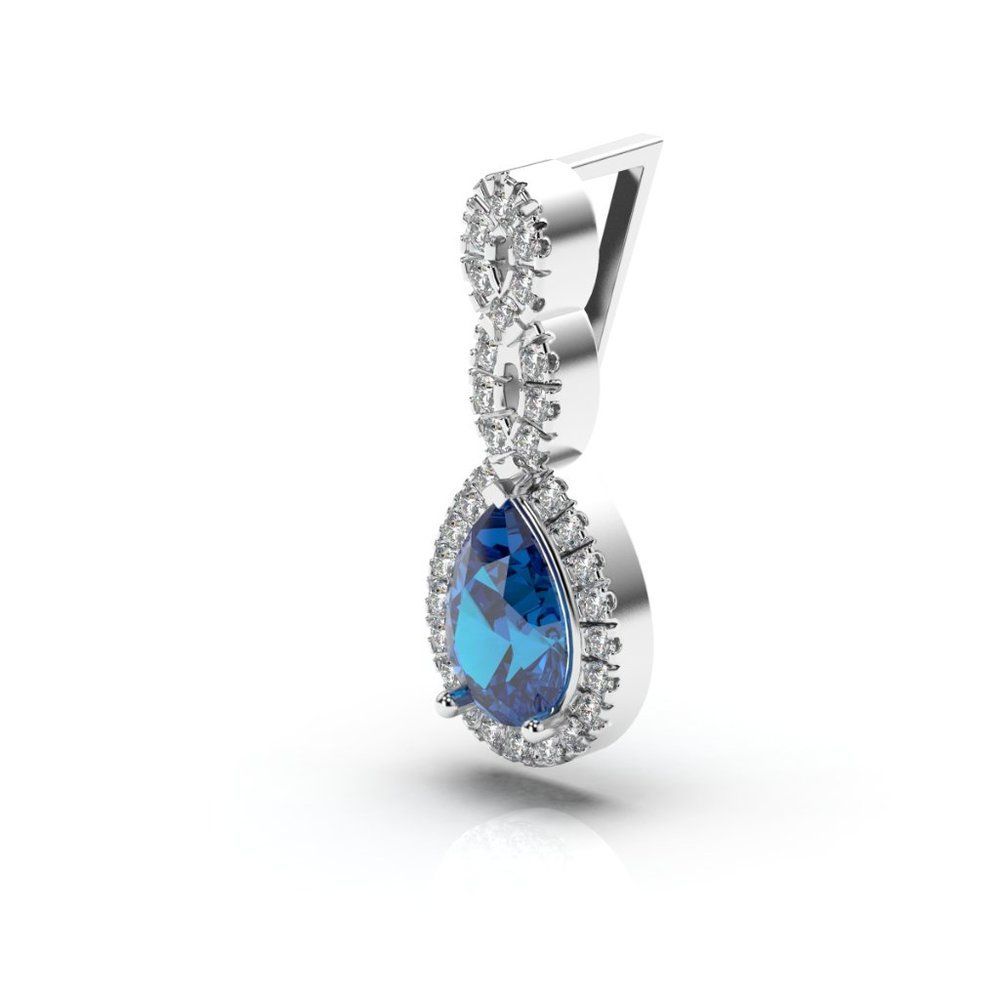 Sterling Silver Round & Pear Shape Blue Topaz Fashion .925 Pendant